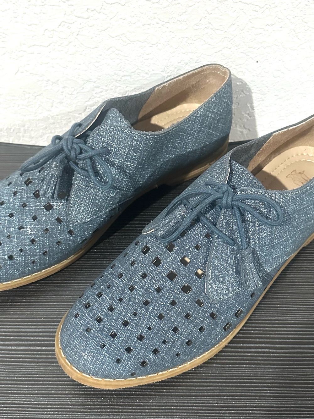 Hush Puppies Women's Chardon Perf Oxford in Night Shadow Suede Color 9.5